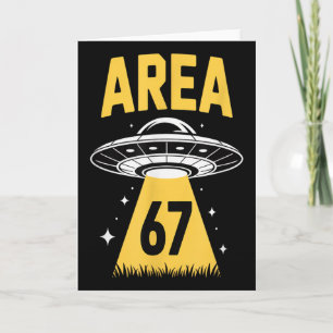 Cartão Área 67 Tema Alien Espaçonave Ufo Engraçado 6 7 