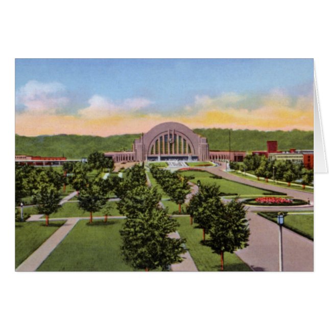 Cartão Área terminal da união de Cincinnati Ohio (Frente Horizontal)