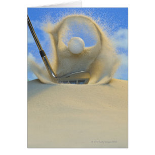 Cartão Areia batendo numa bola de golfe na areia 2