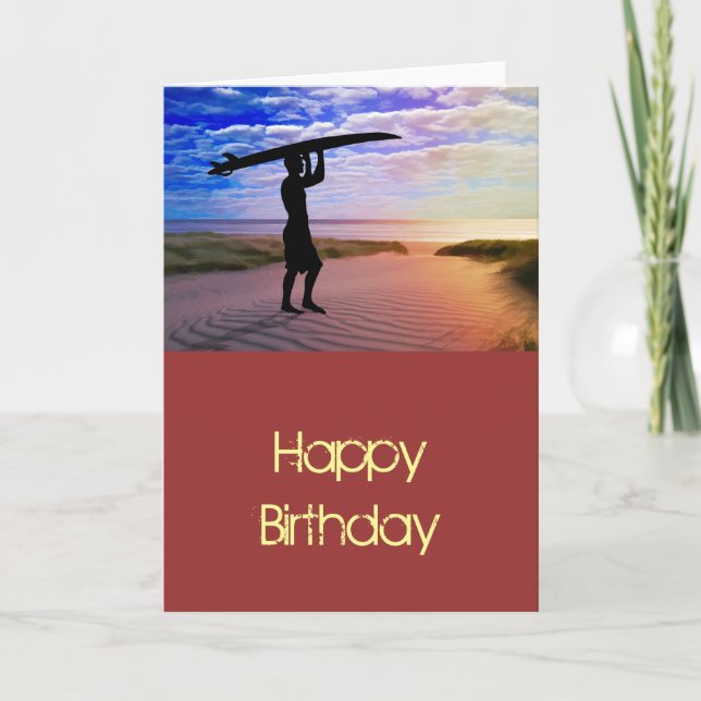 Cartão Areia e Nuvens de Surfer Sunset (Frente)