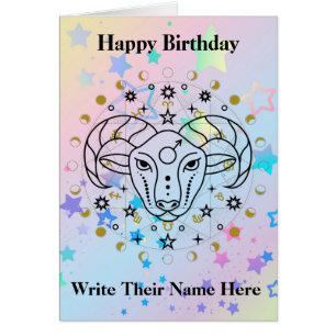 Cartão Aries Astrology Birthday Card março 21-Abril 19