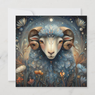 Cartão Áries Carneiro Zodíaco Astrologia Celestial Aniver