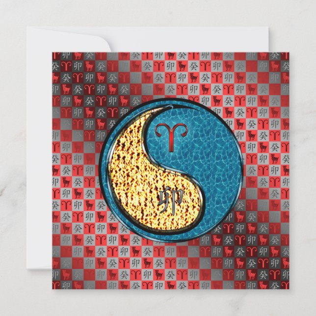 Cartão Áries & Coelho de Água (Frente)