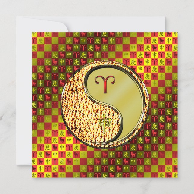 Cartão Áries & Macaco de Metal (Frente)