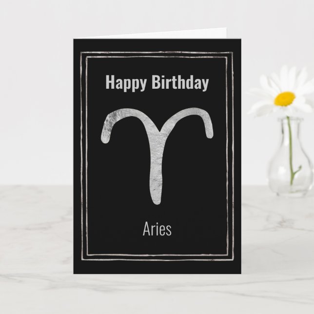 Cartão Aries Ram Happy Arologia prateada zodiac (Planta pequena)