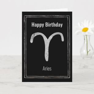 Cartão Aries Ram Happy Arologia prateada zodiac