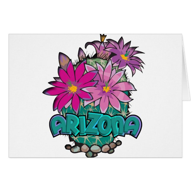 Cartão Arizona Cactus Blooms (Frente Horizontal)
