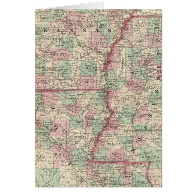 Cartão Arkansas, Mississippi e Louisiana (Frente)