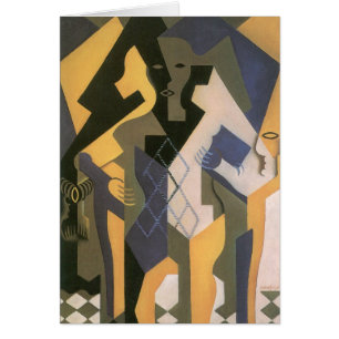 Cartão Arlequim à Mesa de Juan Gris, Cubismo Vintage