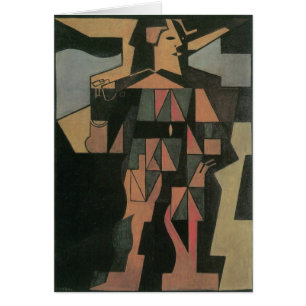 Cartão Arlequim por Juan Gris, Arte Cubista Vintage