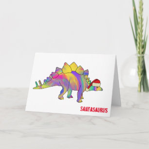 Cartão Armadilho Chuva de Cores Papai Noel Natal Dinossau