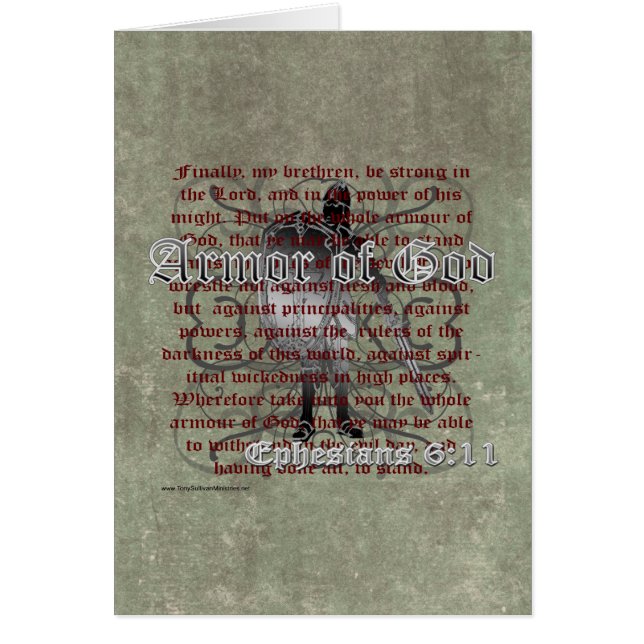 Cartão Armadura do deus, 6:10 de Ephesians - 18, soldado (Frente)