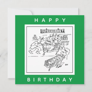 Cartão Armazenar detetives em uma caricatura de supermerc