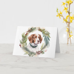 Cartão Aroca de Natal do Brittany Spaniel Cãozinho Festiv
