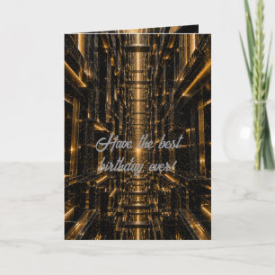 Cartão Arquitetura NeoFuturista Mármore Dourado Neon Ficç