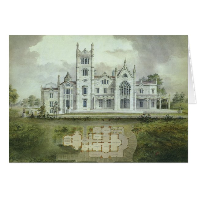 Cartão Arquitetura Vintage, Planos de Chateau Franceses (Frente Horizontal)