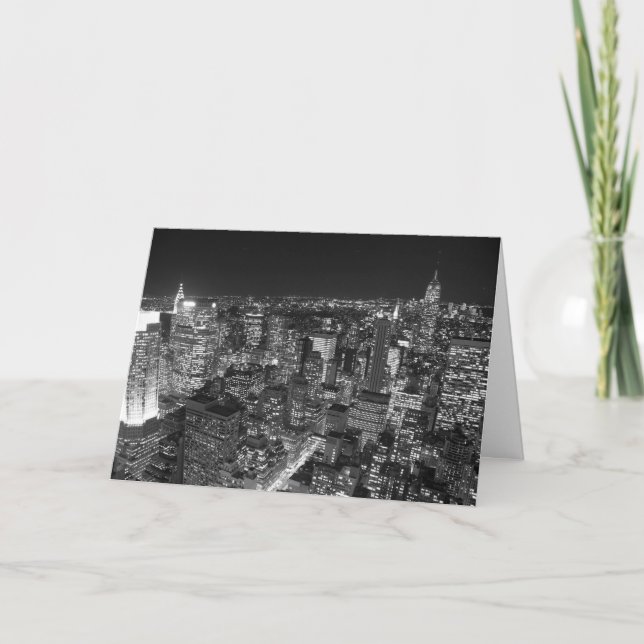 Cartão Arranha-céus de Nova York, preto e branco (Frente)