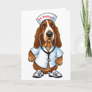 Cartão Arranque o basset Wellhowl no equipamento de enfer