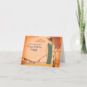 Cartão Art Deco 1930s Aniversário