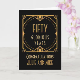 Cartão Art Deco 50º Nomes de Aniversário do Ouro Cinquent