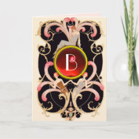 ART DECO BEAUON FASHION RED GEM MONOGRAM Aniversár