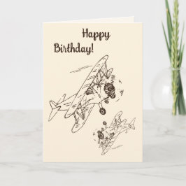 Cartão Art Deco Bi-Aviões - Parabéns.