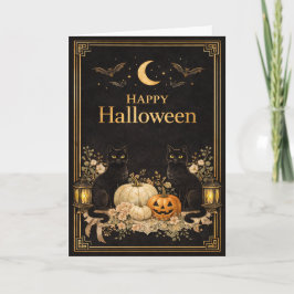 Cartão Art Deco Black Cats Luxury Halloween