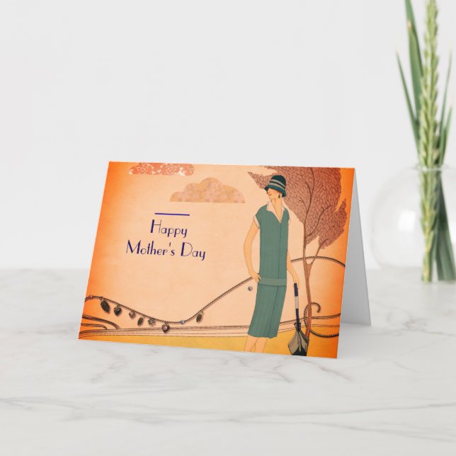 Cartão Art deco do dia das mães (Frente)