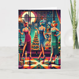 Cartão Art Deco Flappers Natal
