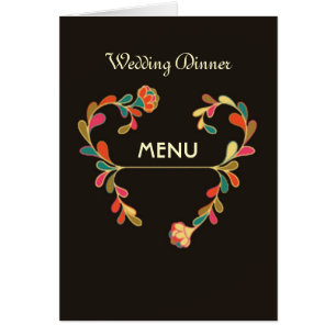 Cartão Art deco floral que Wedding o menu