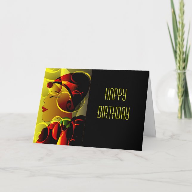 Cartão Art Deco Happy Birthday Card (Frente)