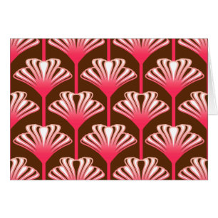 Cartão Art Deco Lily, Marrom escuro e rosa-coral