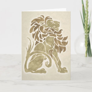 Cartão Art Deco Lion Note Card - stone