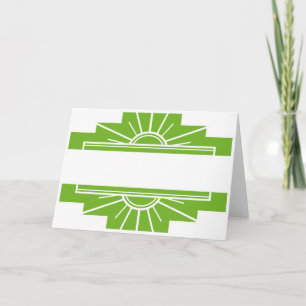 Cartão Art Deco Sunburst Patterno em Branco e Limão