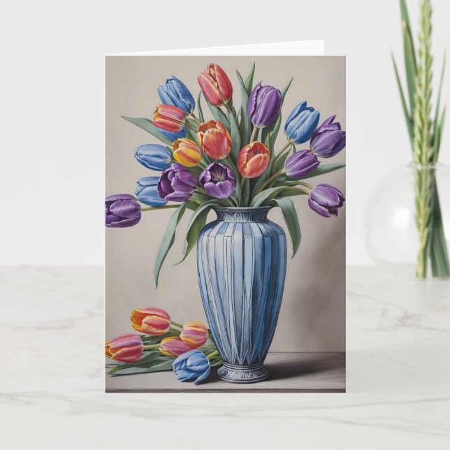 Cartão Art Deco Vase das Tulipas (Frente)