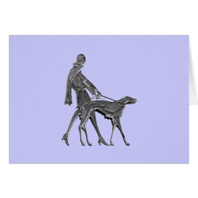 Cartão Art Deco Woman and Dog (Frente Horizontal)