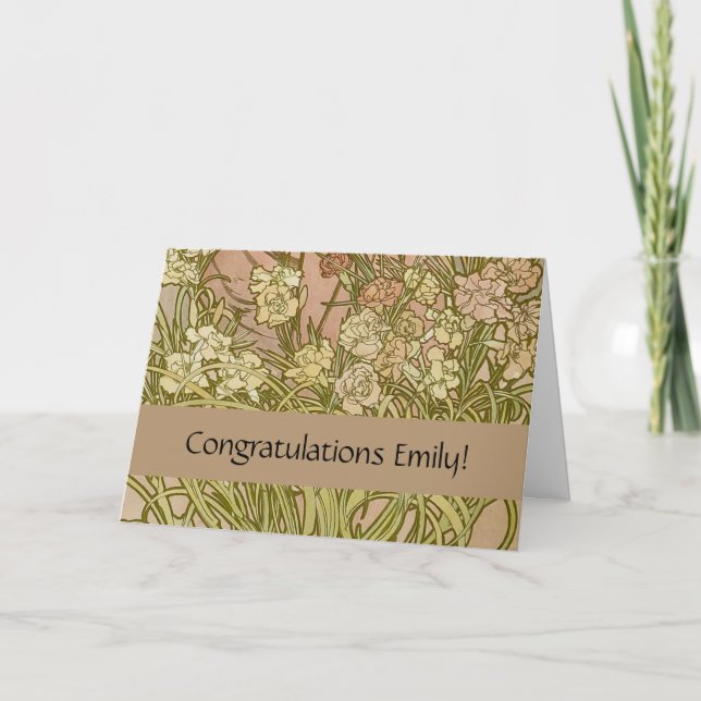 Cartão Art Nouveau Alfonse Mucha Floral (Frente)