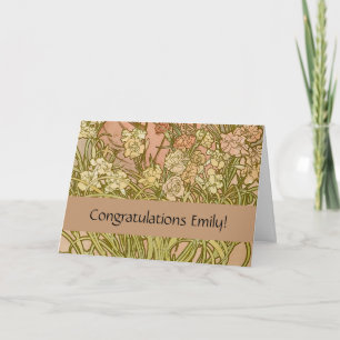 Cartão Art Nouveau Alfonse Mucha Flores de cravo florais