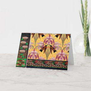 Cartão Art nouveau hummingbird e padrão dos azulejos de 