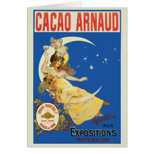 Cartão Art Nouveau Mulher e Champanhe