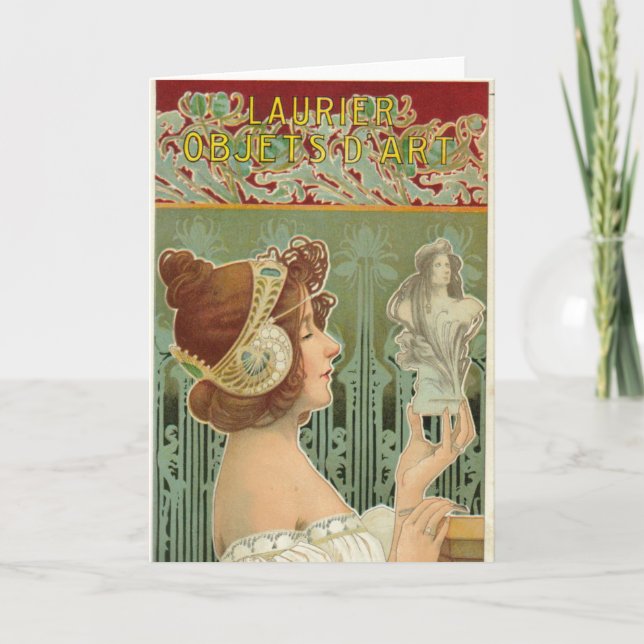 Cartão Art nouveau mulher francesa, henri livemont (Frente)