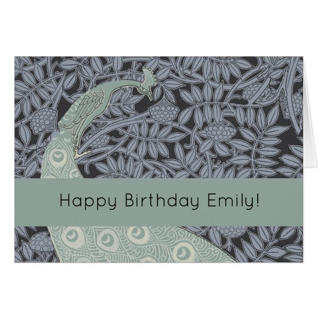 Cartão Art Nouveau Peacock Classic Vintage Bird (Frente Horizontal)