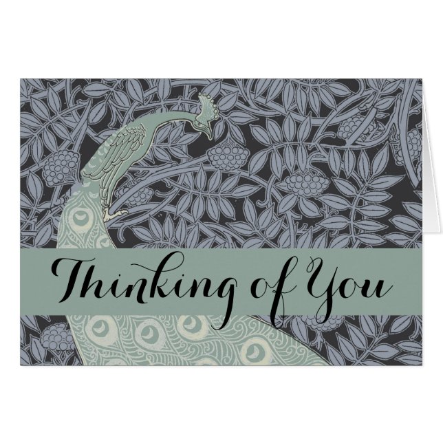 Cartão Art Nouveau Peacock Classic Vintage Bird (Frente Horizontal)