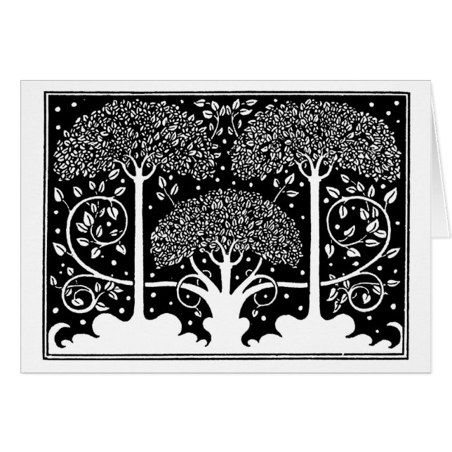 Cartão Art Nouveau Tree Beardsley Pattern (Frente Horizontal)