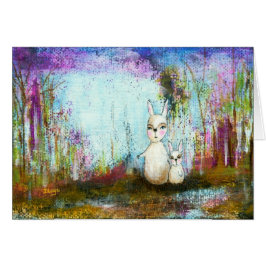 Cartão Arte abstracta dos coelhos da escola, do Mama e do