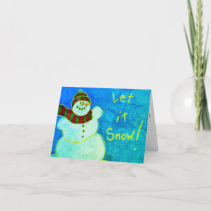 Cartão Arte abstrata de boneco de neve feliz