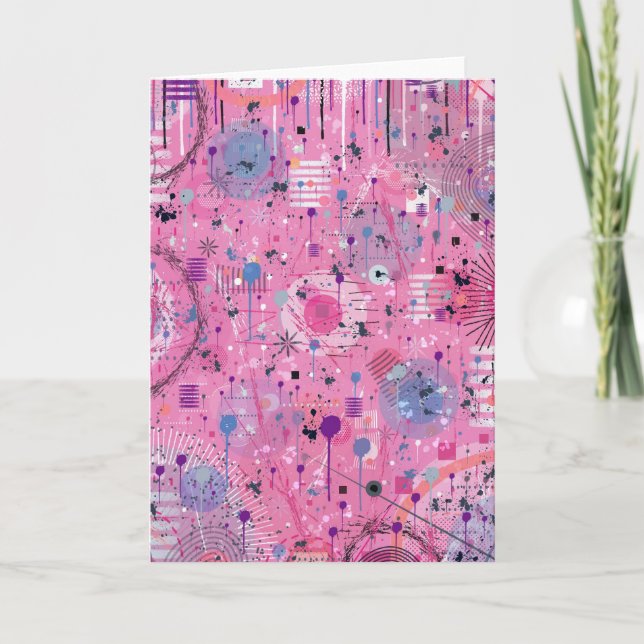 Cartão Arte abstrata maximalista rosa (Frente)