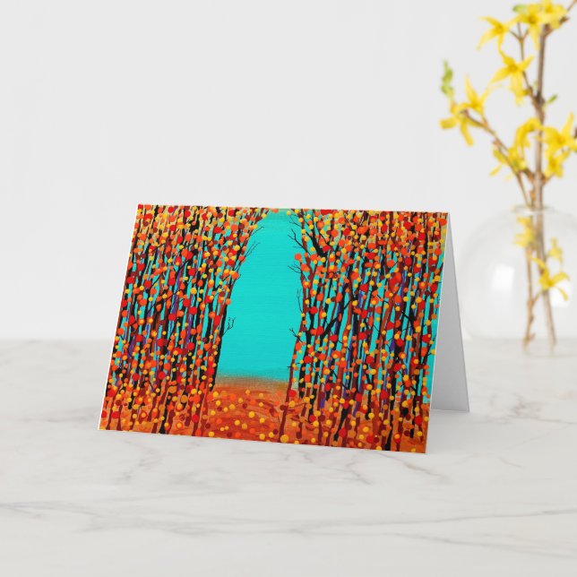 Cartão arte abstrata original Cor de Outono (Flor Amarela)