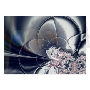 Cartão Arte Abstrata Pérolas Prateadas e Rosas