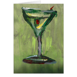 Cartão arte abstrata verde do bar do cocktail da cozinha